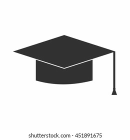 Graduation cap icon in simple style isolated vector illustration