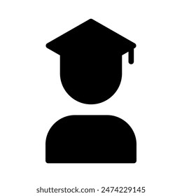 Graduation cap icon. with a soild style. Suitable for use on websites, UI and mobile apps.