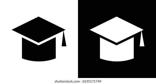 Graduation cap icon in solid flat trendy design style.