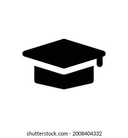 graduation cap icon solid style vector