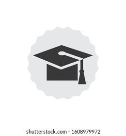Graduation cap icon. Stock vector illustration isolated on white background.