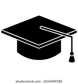 Graduation cap icon stroke on white background 