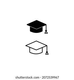 Graduation cap icon. student hat outline and filled vector sign. Academic cap linear and full pictogram. Education symbol