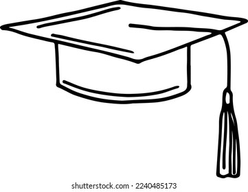 Graduation cap icon. Student hat line symbol