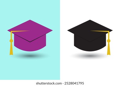 Graduation cap icon. Student hat filled academic cap illustration.