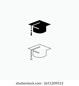 Graduation cap icon. student hat outline, line and glyph version,  filled vector sign. Academic cap linear and full pictogram. Education symbol, logo illustration set.