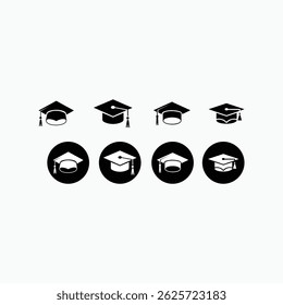 Graduation cap icon. student hat outline, line and glyph version, filled vector sign. Education symbol, logo illustration set.	