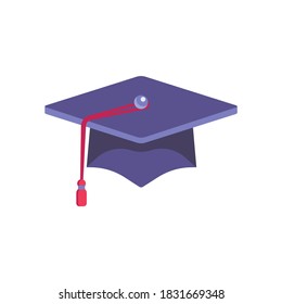 Graduation cap icon, Student cap vector illustration flat style design isolated on white. Colorful graphics