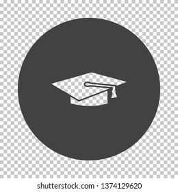 Graduierungsdeckel Symbol. Subtrahieren Sie das Schablonendesign auf dem Transparenzgitter. Vektorgrafik.