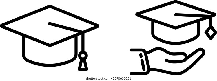 "Graduation Cap Icon – Symbol of Achievement, Education, and Academic Success"