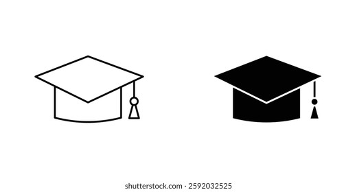 Graduation cap icon symbol collection on white background.