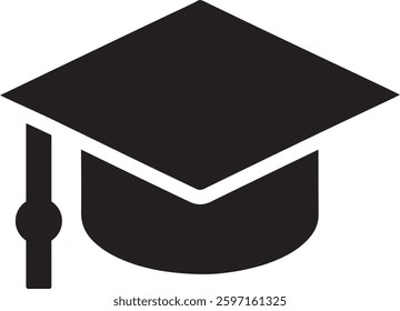 Graduation Cap Icon, A Symbol of Flat vector illustration for graphic and web design.