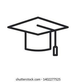 graduation cap icon symbol sign logo, vector, eps 10, line thickness can be adjusted