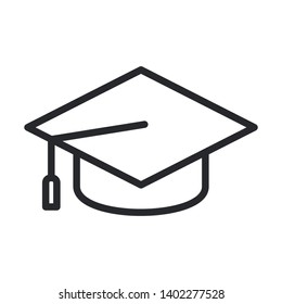 graduation cap icon symbol sign logo, vector, eps 10, line thickness can be adjusted