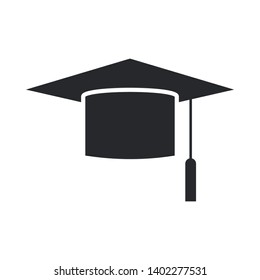 graduation cap icon symbol sign logo, vector, eps 10, glyph style