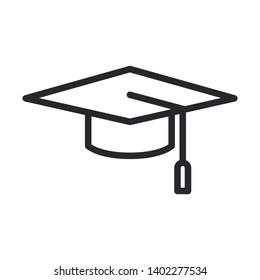 graduation cap icon symbol sign logo, vector, eps 10, line thickness can be adjusted