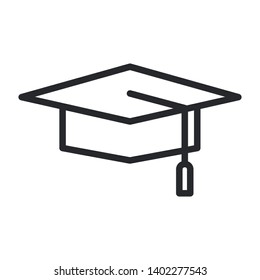 graduation cap icon symbol sign logo, vector, eps 10, line thickness can be adjusted
