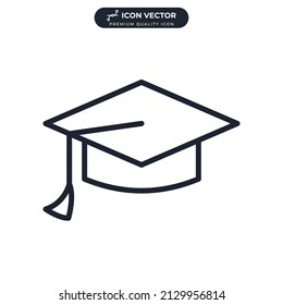 Graduation cap icon symbol template for graphic and web design collection logo vector illustration