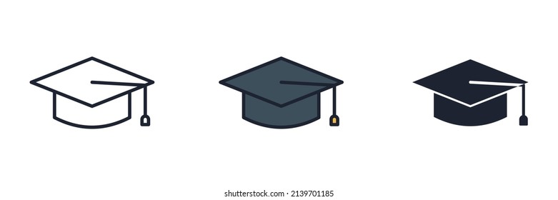 graduation cap icon symbol template for graphic and web design collection logo vector illustration