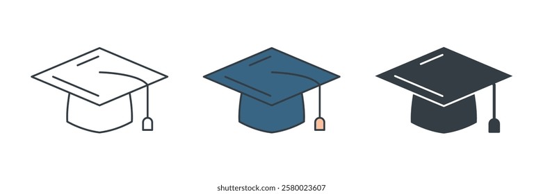 Graduation Cap icon symbol vector illustration isolated on white background