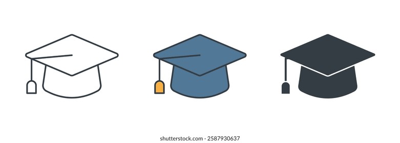 Graduation Cap icon symbol vector illustration isolated on white background