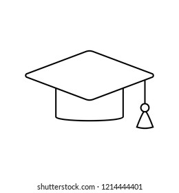 Graduation cap icon thin line for web and mobile, modern minimalistic flat design. Vector dark grey icon on light grey background.
