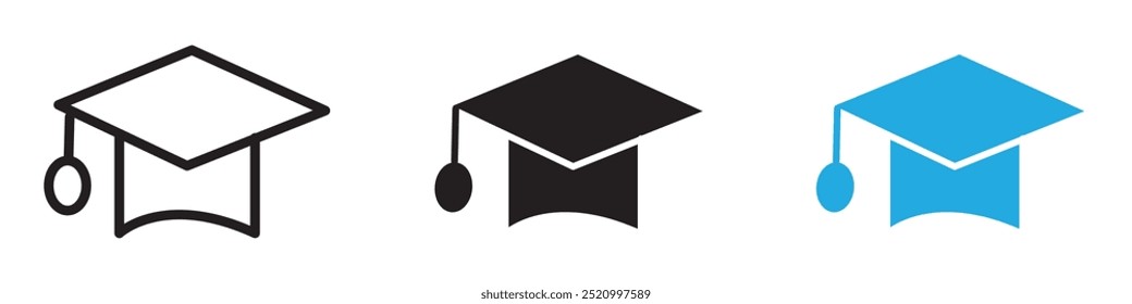 Graduation cap icon thin line illustration