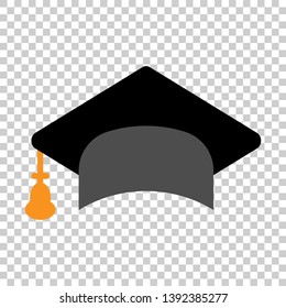 Graduation cap icon in transparent style. Education hat vector illustration on isolated background. University bachelor business concept.