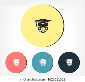 Graduation cap icon in trendy flat style isolated on background. Planet, balloon and hat, logo, user interface. Vector illustration, EPS10.
