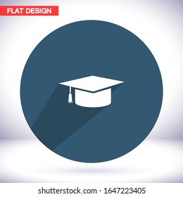 Graduation cap icon in trendy flat style isolated on background. Education symbol for your web design, logo, user interface. Vector illustration, EPS10.