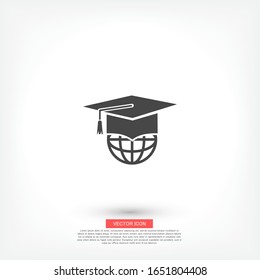 Graduation cap icon in trendy flat style isolated on background. Planet, balloon and hat, logo, user interface. Vector illustration, EPS10.