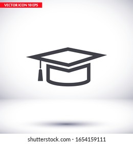 Graduation cap icon in trendy flat style isolated on background. Education symbol for your web design, logo, user interface. Vector illustration, EPS10.