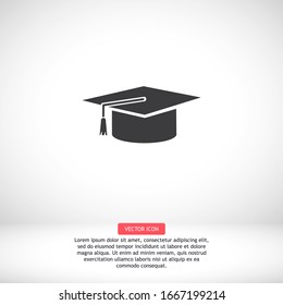 Graduation cap icon in trendy flat style isolated on background. Education symbol for your web design, logo, user interface. Vector illustration, EPS10.