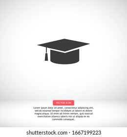 Graduation cap icon in trendy flat style isolated on background. Education symbol for your web design, logo, user interface. Vector illustration, EPS10.