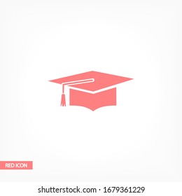 Icono de tapón de graduación en estilo plano moderno aislado en segundo plano. Símbolo educativo para su diseño web, logotipo, interfaz de usuario. Ilustración del vector, EPS10.
