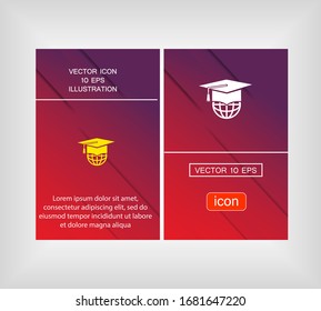 Graduation cap icon in trendy flat style isolated on background. Planet, balloon and hat, logo, user interface. Vector illustration, EPS10.