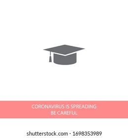 Icono de tapón de graduación en estilo plano moderno aislado en segundo plano. Símbolo educativo para su diseño web, logotipo, interfaz de usuario. Ilustración del vector, EPS10.