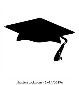 Icono del tapón de graduación en estilo plano moderno aislado en el fondo. Símbolo educativo para su diseño web, logotipo, interfaz de usuario. Ilustración del vector,