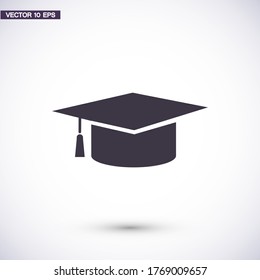 Graduation cap icon in trendy flat style isolated on background. Education symbol for your web design, logo, user interface. Vector illustration, EPS10.