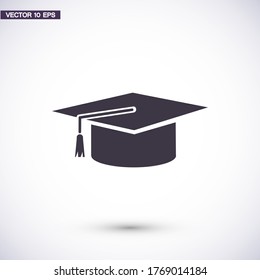 Graduationsmütze Symbol im trendigen, flachen Stil einzeln auf Hintergrund. Bildungs-Symbol für Ihr Web-Design, Logo, Benutzeroberfläche. Vektorgrafik, EPS10.