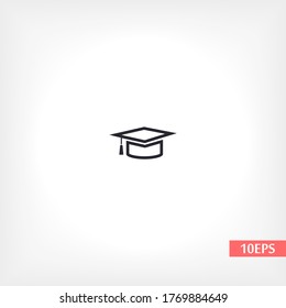 Icono del tapón de graduación en estilo plano moderno aislado en el fondo. Símbolo educativo para su diseño web, logotipo, interfaz de usuario. Ilustración del vector, EPS10.
