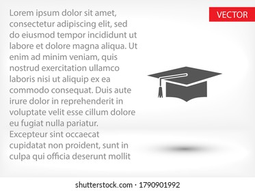 Graduationsmütze Symbol im trendigen, flachen Stil einzeln auf Hintergrund. Bildungs-Symbol für Ihr Web-Design, Logo, Benutzeroberfläche. Vektorgrafik, EPS10.