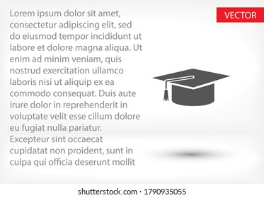 Graduation cap icon in trendy flat style isolated on background. Education symbol for your web design, logo, user interface. Vector illustration, EPS10.
