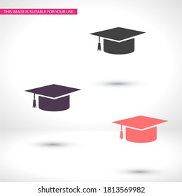 Graduation cap icon in trendy flat style isolated on background. Education symbol for your web design, logo, user interface. Vector illustration, EPS10.