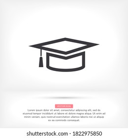 Graduation cap icon in trendy flat style isolated on background. Education symbol for your web design, logo, user interface. Vector illustration, EPS10.