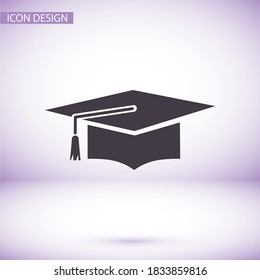 Graduation cap icon in trendy flat style isolated on background. Education symbol for your web design, logo, user interface. Vector illustration, EPS10.