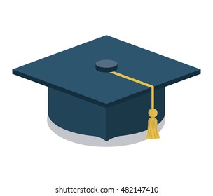 Graduation cap icon. Uniform and university theme. Colorful design. Vector illustration