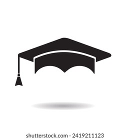 graduation cap icon, university or college graduation hat logo, student graduation cap diploma, vector illustration