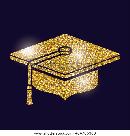 Graduation cap icon. University school and education theme. Gold design. Vector illustration