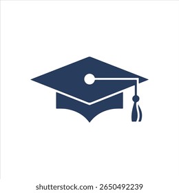 Graduation Cap Icon Vector – Academic Hat Silhouette Symbol for Education and Learning